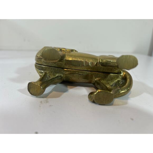 Antique Vintage Brass Tone Cast Iron Lion Coin Bank 4" x 5" - Picture 4 of 4